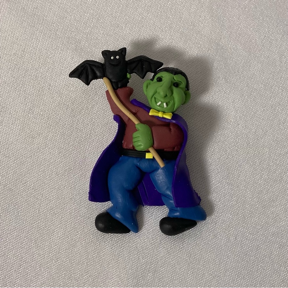 ⭐️ Halloween Clay Frankenstein and Bat Brooch Pin